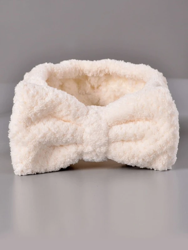 Bow Decor Bath Headband Beige