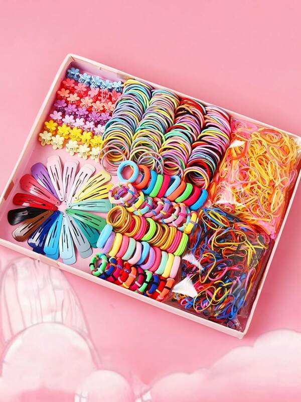 780pcs Women's Colorful Minimalist Hair Accessories Set Including Hair Ties, Scrunchies, Hair Claws, Bb Clips, Suitable For Daily Use Multicolor