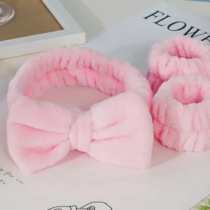 1/2/3pcs, Face Wash Headband Korean Super Fairy Sweet Big Bow Headband Super Wide High Elastic Sports Headband Pink