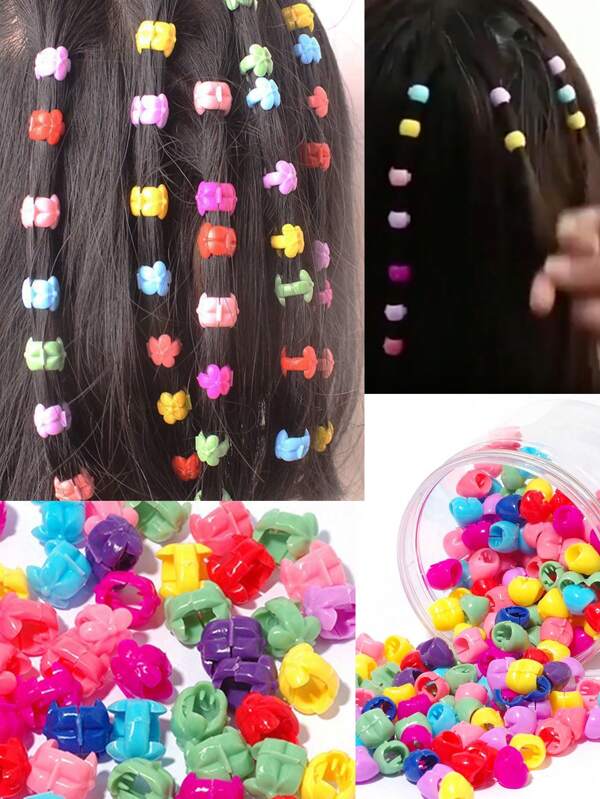 50pcs/Set, Including 25 Flower Hair Clips And 25 Round Hair Clips, Macaron-Colored Flower Hair Band For Girls And Small Flower Hair Clips Multicolor