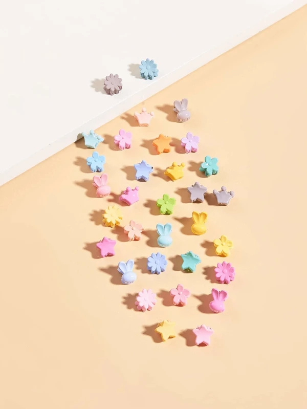 20pcs Random Color Cute Pet Hair Clips, Dog And Cat Headwear Multi-Color Hairpins, Teddy Flower Hair Clips Multicolor