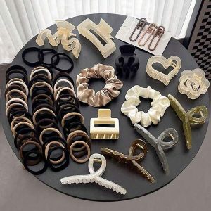 65-Piece Set Hair Accessories Combination Including Hairpins, Hair Ties, Hairbands, Simple Hair Clips, Shark Clips And Popular Hair Ornaments, Enough For One Year Use Multicolor