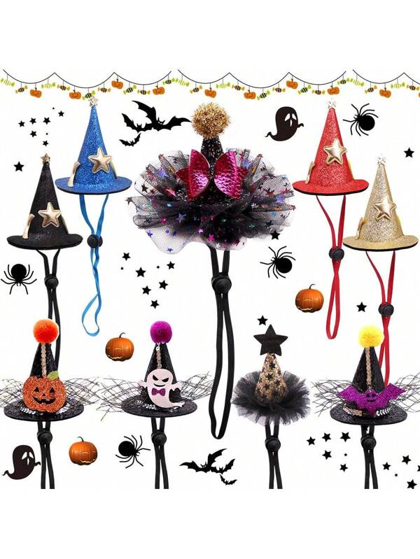 Pet Halloween Dog Hat, Holiday Party, Star, Bat, Pumpkin Shape Hat, Cat Dog Universal 1pc Multicolor