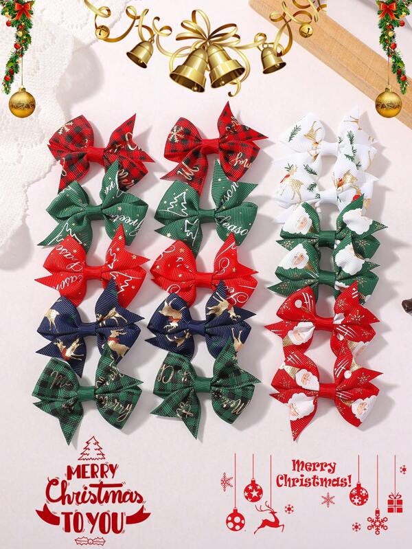 bilicaca 8/16pcs Christmas Kids Hair Clips, Cute Holiday Hair Accessories For Babies Multicolor