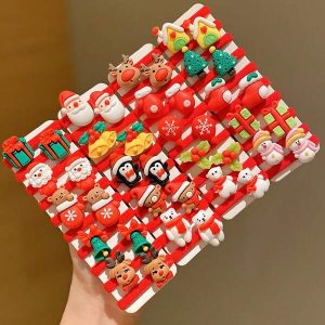 10/40pcs Cute Christmas Hair Scrunchies, Great Christmas Gifts For Girls Multicolor