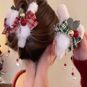 1pc Fluffy Butterfly Hair Clip For Women, Elegant Premium Quality Hair Accessory For Christmas Multicolor