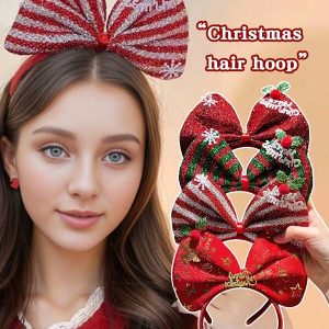 1/2/4pcs Women Red Christmas Bowknot Headband, Elegant Fashion Holiday Hair Accessories Multicolor