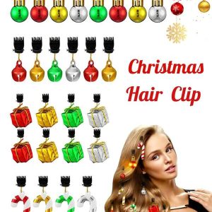 10/20 Pcs Random Color Christmas Hair Clips Facial Beard Ornaments Hair Baubles With Clips Colorful Christmas Beard Lights Bulk Light Up Santa Beard Decor For Xmas Women Men Party Costume Holiday Cosplay, Candy Canes, Gift Boxes And Bell Pendants,Christmas Party Dress Up Multicolor